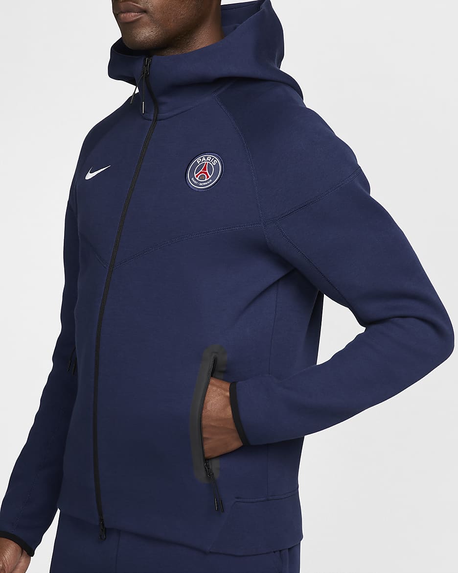 Paris Saint Germain Tech Fleece Windrunner Men s Nike Football Full Zip Hoodie. Nike DK